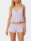 Women Lounge Lace Pajama Sets 2 Piece Sexy Sleeveless Cami Tank Top and Shorts Pj Set Matching Suit Sleepwear