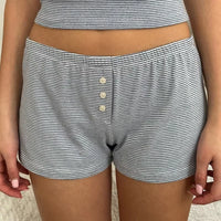 Womens Y2K Pajama Shorts Low Waist Striped Boxer Shorts Cute Lounge Floral Pj Shorts Bottoms Comfy Sleep Shorts Streetwear