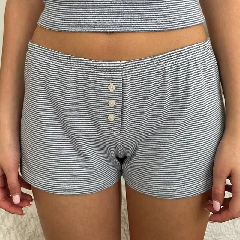 Womens Y2K Pajama Shorts Low Waist Striped Boxer Shorts Cute Lounge Floral Pj Shorts Bottoms Comfy Sleep Shorts Streetwear