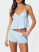 Women Lounge Lace Pajama Sets 2 Piece Sexy Sleeveless Cami Tank Top and Shorts Pj Set Matching Suit Sleepwear